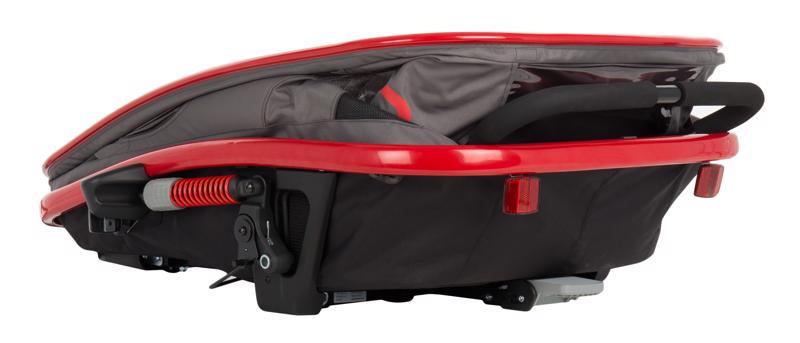HAMAX Outback One – jednomiestny vozík za bicykel vr. ramená + kočíkovú set – Grey/Red/Antr, polohov