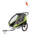 HAMAX TRAVELLER – dvojmiestny vozík za bicykel vr. ramená + kočíkový set Green/Grey