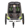 HAMAX TRAVELLER – dvojmiestny vozík za bicykel vr. ramená + kočíkový set Green/Grey