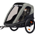 HAMAX Vozík dvojmiestny za bicykel vr. ramená + kočíkový set Avenida Twin – Olive Green, odpružený