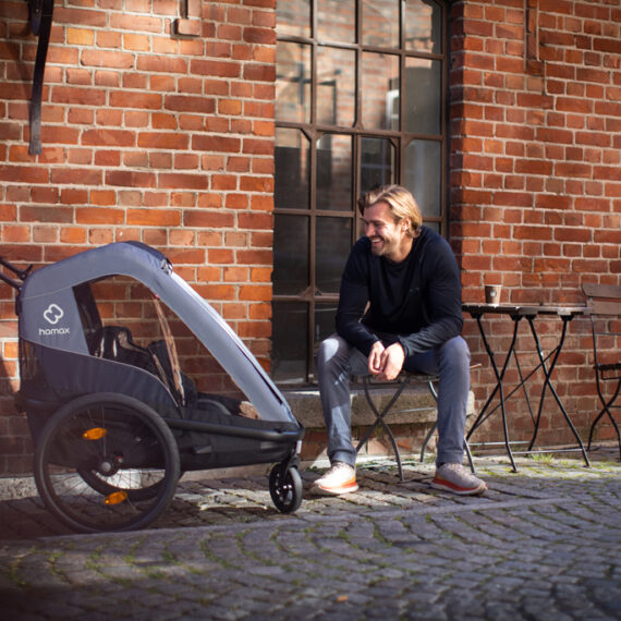 HAMAX Vozík dvojmiestny za bicykel vr. ramená + kočíkový set Avenida Twin – Olive Green, odpružený