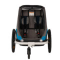 HAMAX Vozík dvojmiestny za bicykel vr. ramená + kočíkový set Traveller Petrol Blue/Grey