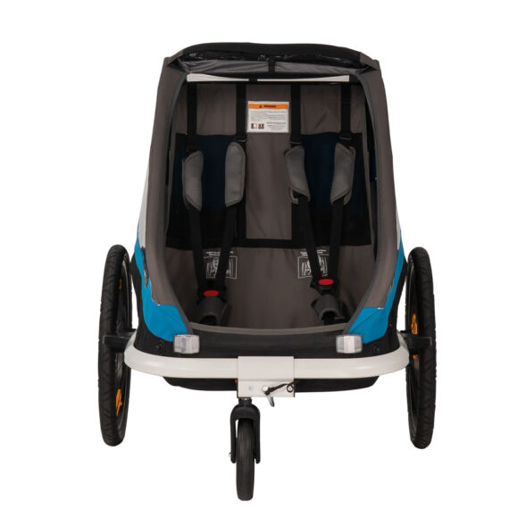 HAMAX Vozík dvojmiestny za bicykel vr. ramená + kočíkový set Traveller Petrol Blue/Grey