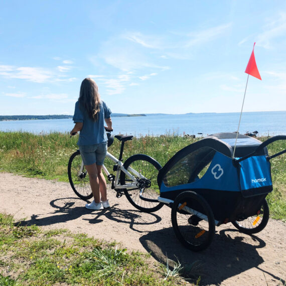 HAMAX Vozík dvojmiestny za bicykel vr. ramená + kočíkový set Traveller Petrol Blue/Grey