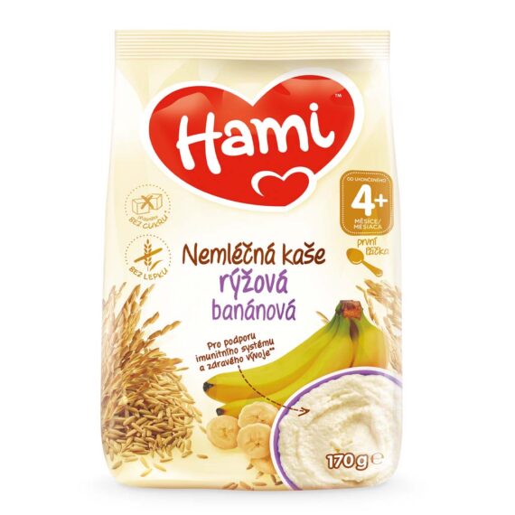 HAMI Kaša nemliečna ryžová banánová 170 g, 4m+