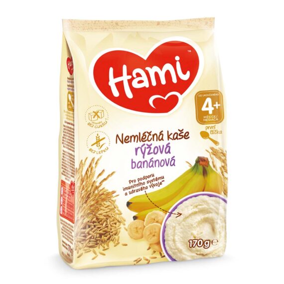 HAMI Kaša nemliečna ryžová banánová 170 g, 4m+