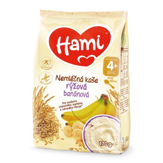 HAMI Kaša nemliečna ryžová banánová 170 g, 4m+