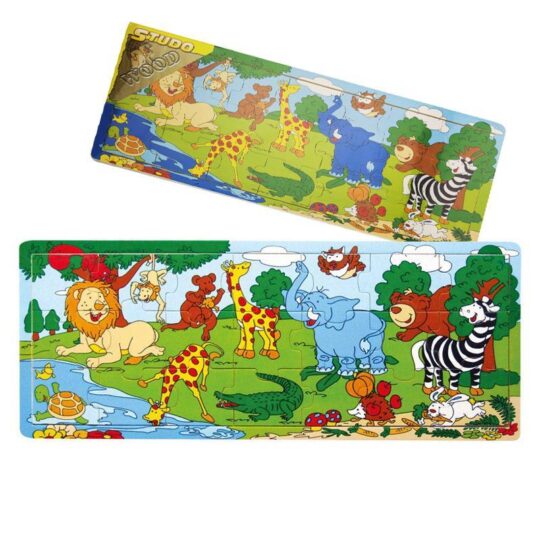 HM STUDIO Doskové puzzle ZOO drevené 21 dielov