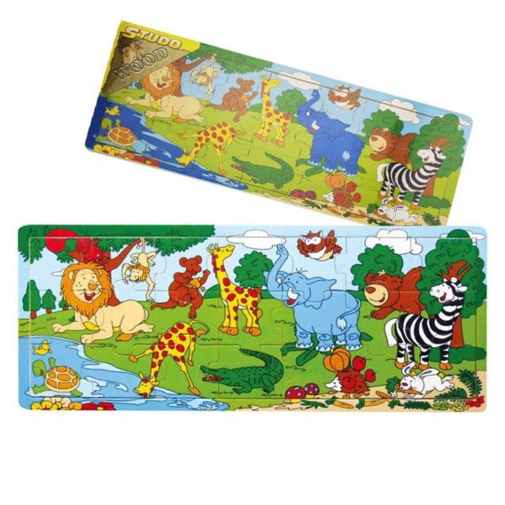 HM STUDIO Doskové puzzle ZOO drevené 21 dielov