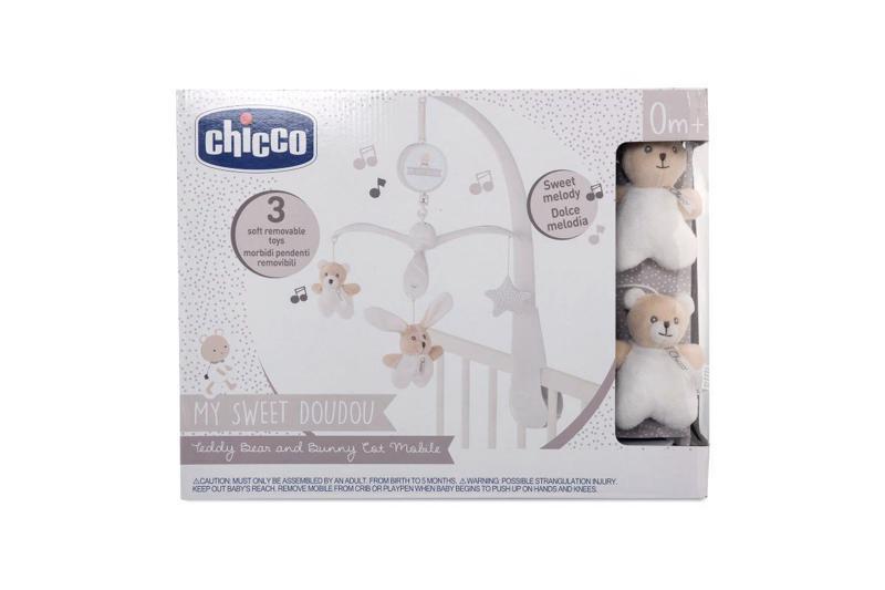 CHICCO Kolotoč hudobný nad postieľku hudobný Macko a Zajačik 0m+