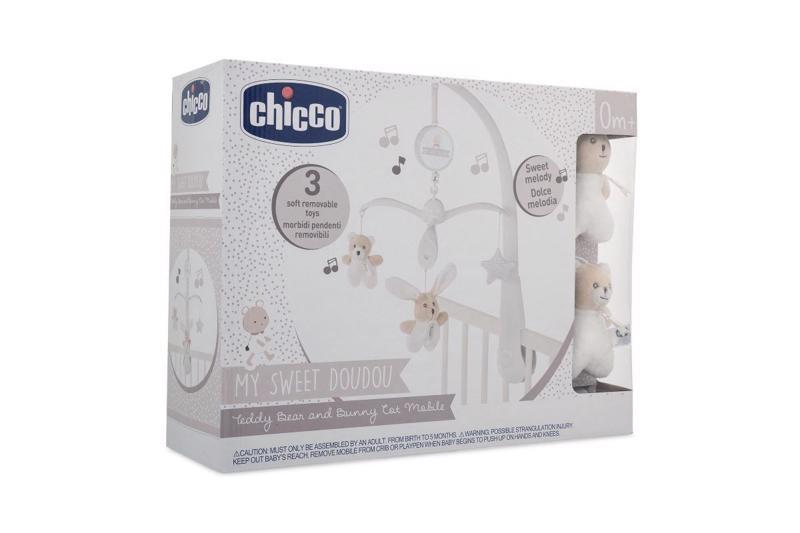 CHICCO Kolotoč hudobný nad postieľku hudobný Macko a Zajačik 0m+