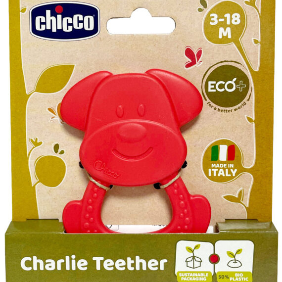 CHICCO Hryzačka Eco+ Psík Charlie červený 3m+