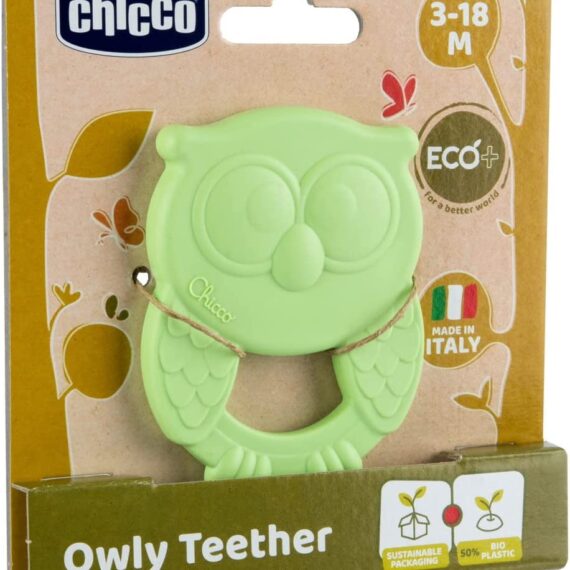 CHICCO Hryzačka Eco+ Sova Owly zelená 3m+