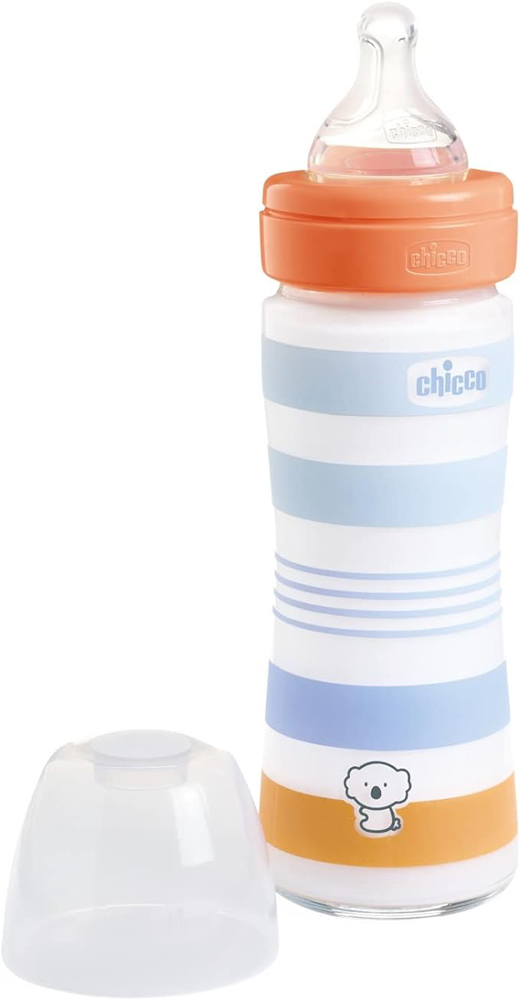 CHICCO Fľaša dojčenská sklo Well-being silikón 240ml chlapec
