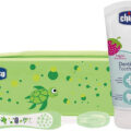 CHICCO Set zubná kefka a pasta s puzdrom Always Smiling zelená 12m+