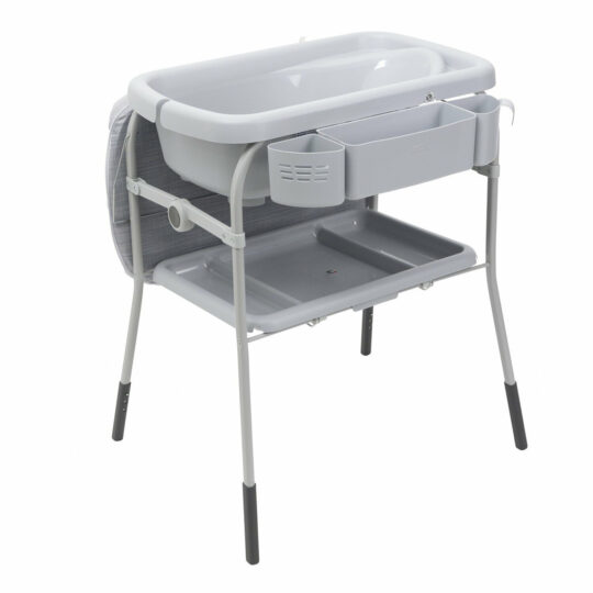 CHICCO Stolík prebaľovací s vaničkou Cuddle & Bubble – Grey Melange