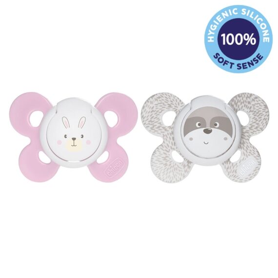 CHICCO Cumlík Physio Comfort silikónový 0-6m dievča – zajačik/mýval 2 ks