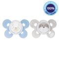 CHICCO Cumlík Physio Comfort silikónový 0-6m chlapec – macko/mýval 2 ks
