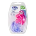 CHICCO Cumlík Physio Soft celosilikónový 6-16m dievča 2 ks