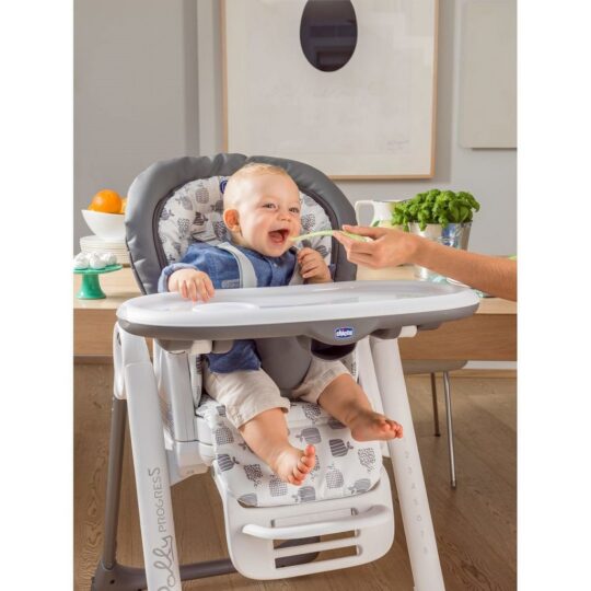 CHICCO Stolička jedálenská Polly Progres5 – Grey Melange
