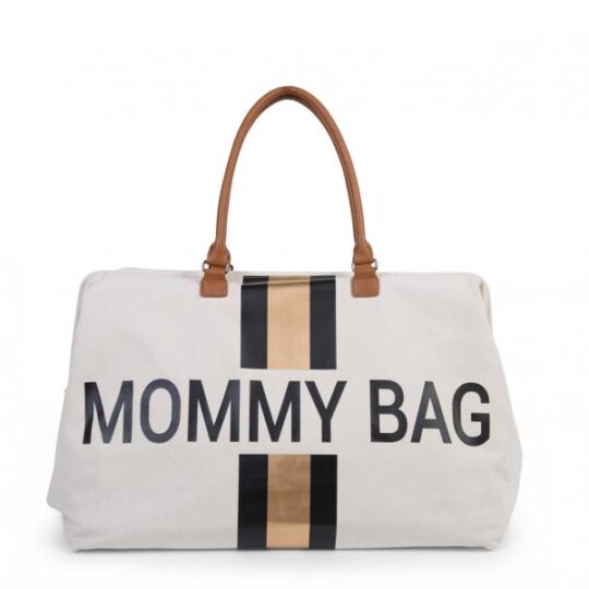 CHILDHOME Prebaľovacia taška Mommy Bag Big Off White / Black Gold