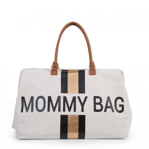 CHILDHOME Prebaľovacia taška Mommy Bag Big Off White / Black Gold