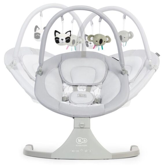 KINDERKRAFT Lehátko pohupujúce s melódiou 2v1 Luli grey, do 9 kg