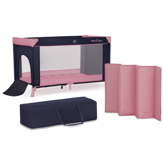 KINDERKRAFT Postieľka cestovná Baby Tiger VIKI Pink a Navy