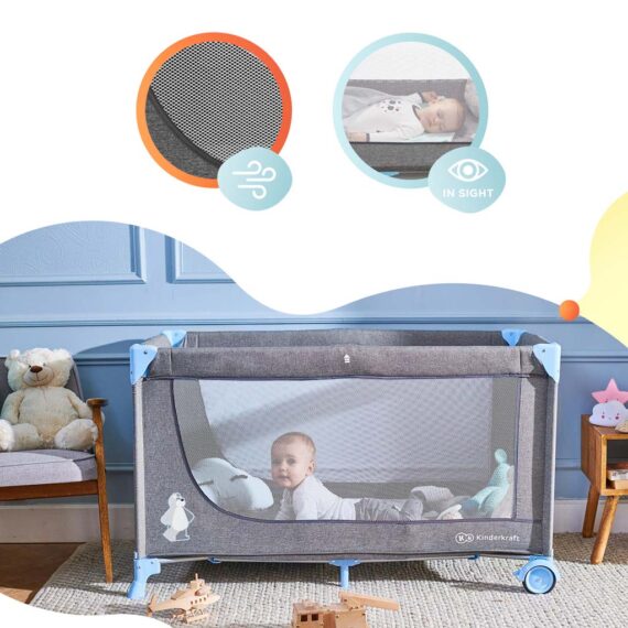 KINDERKRAFT Postieľka cestovná Joy Blue