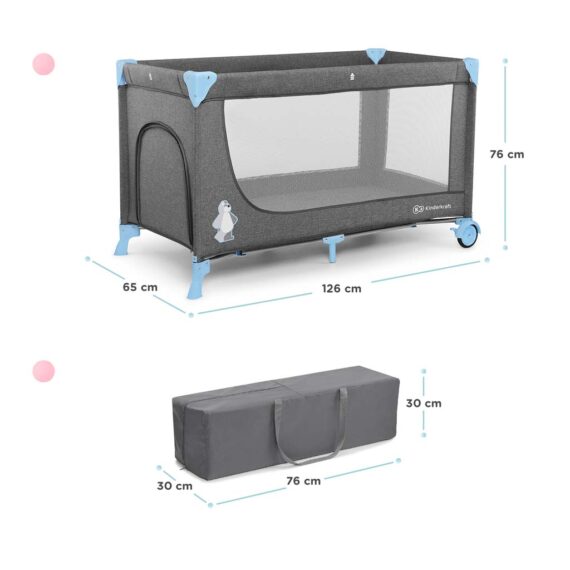 KINDERKRAFT Postieľka cestovná Joy Blue