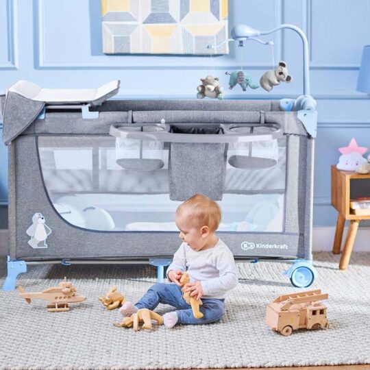 KINDERKRAFT Postieľka cestovná Joy s doplnkami Pink