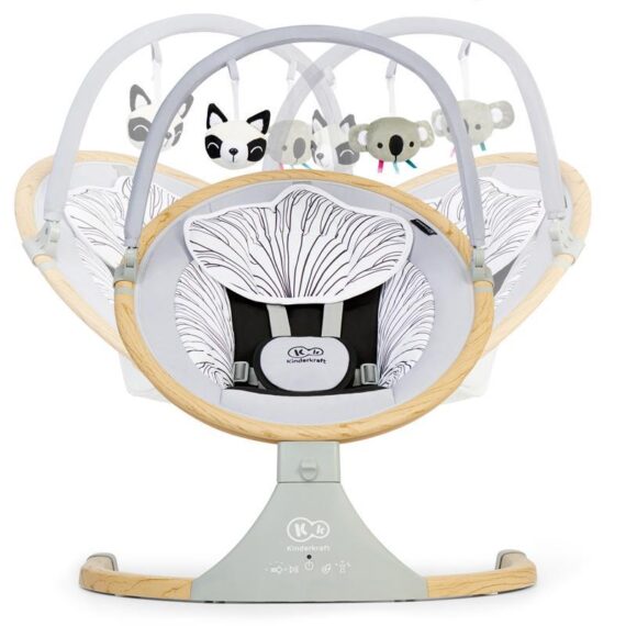 KINDERKRAFT SELECT Lehátko pohupujúce s melódiou 2v1 Lumi drevené, do 9 kg, Premium