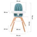 KINDERKRAFT SELECT Stolička jedálenská 2v1 Tixi Turquoise, Premium