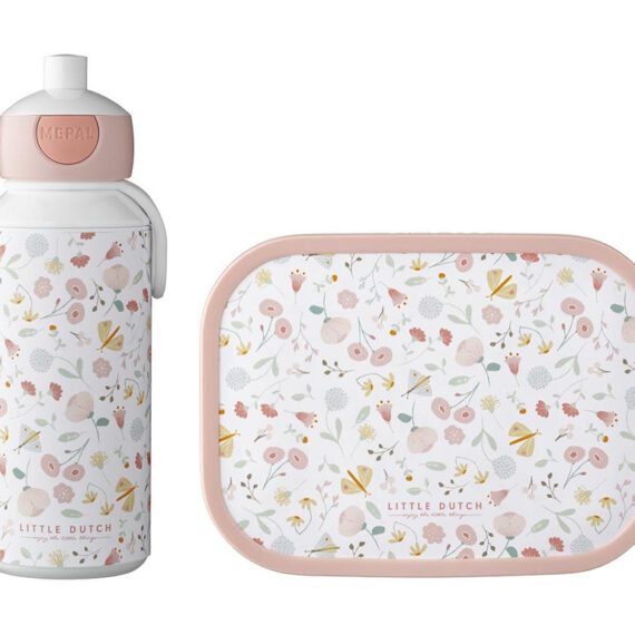 LITTLE DUTCH Desiatový set (fľaša 400ml+box) Kvety a motýle