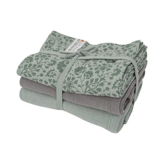 LODGER Plienky mušelínové Swaddler Flower Tribe 3balenie 70 x 70 cm Silt Green