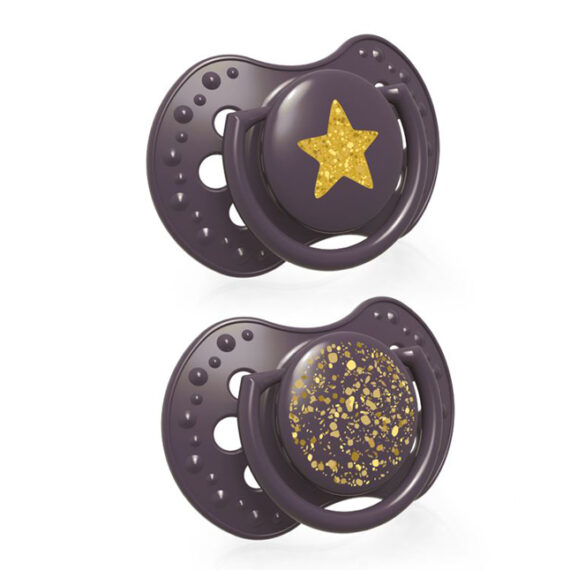 LOVI Cumlík silikónový dynamický Stardust 18m+ 2 ks fialový