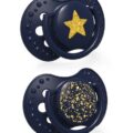 LOVI Cumlík silikónový dynamický Stardust 6-18m modrý 2 ks