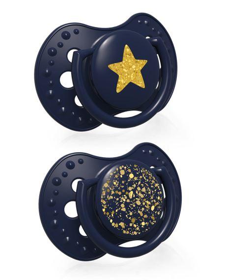 LOVI Cumlík silikónový dynamický Stardust 6-18m modrý 2 ks