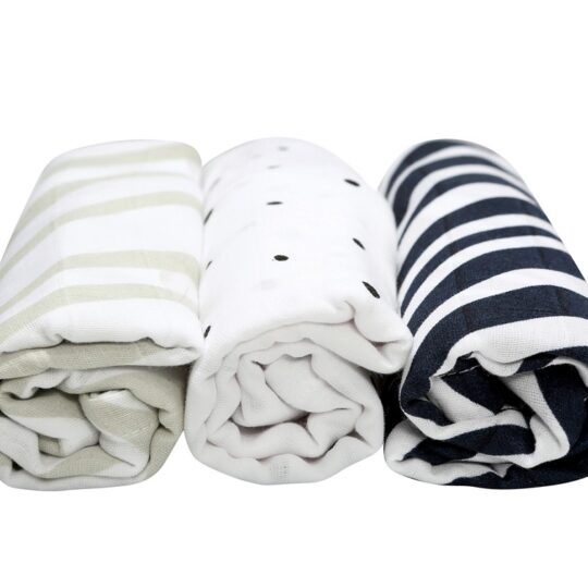 MOTHERHOOD Plienky mušelínové 3ks Dark Blue Zebra 70×80 cm