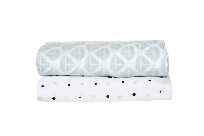 MOTHERHOOD Prikrývka mušelínová 2ks Mint Boats 100x120cm