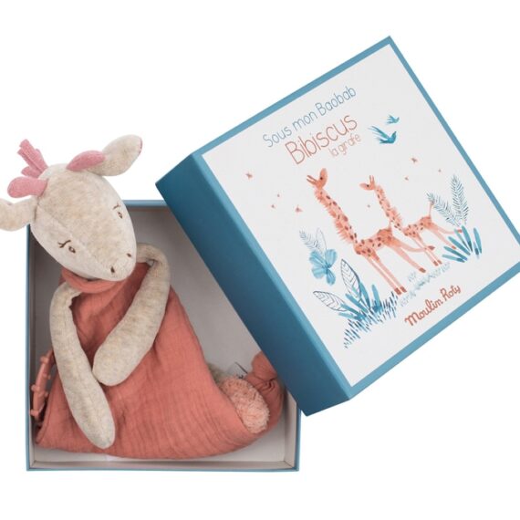 MOULIN ROTY Mazlící šáteček s hryzátkom Žirafa