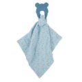 NATTOU Hryzačka silikónová bez BPA s bavlnenou dečkou 28 x 28 cm blue