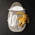 NATTOU Hryzačka silikónová bez BPA s bavlnenou dečkou 28 x 28 cm grey