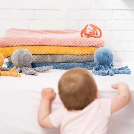 NATTOU Prvá hračka pre bábätka chobotnička PIU PIU Lapidou grey 0m+