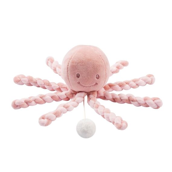 NATTOU Prvá hrajúca hračka pre bábätka chobotnička PIU PIU Lapidou old pink/light pink 0m+