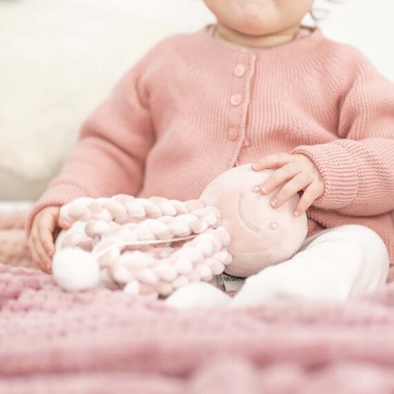 NATTOU Prvá hrajúca hračka pre bábätka chobotnička PIU PIU Lapidou old pink/light pink 0m+