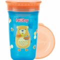 NUBY Hrnček netečúci 360° 300 ml, 6 m+ modrá / oranžová