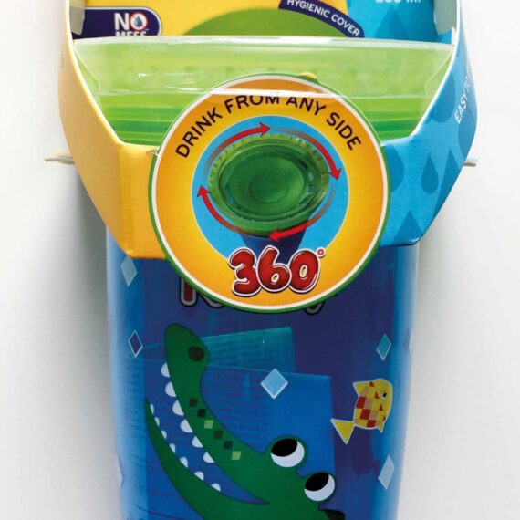 NUBY Hrnček netečúci 360° 300 ml, 6 m+ modrá / zelená