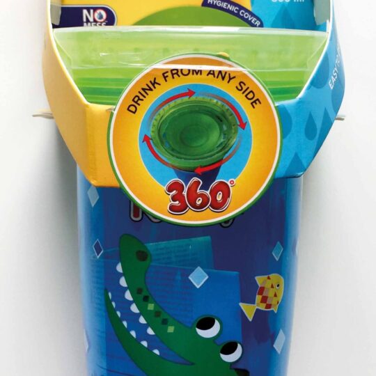 NUBY Hrnček netečúci 360° 300 ml, 6 m+ ružová / fialová