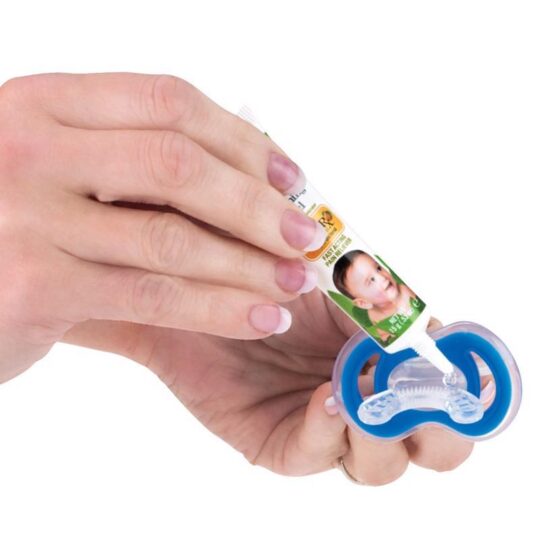 NUBY Hryzačka silikónová v tvare cumlíka – modrá 0 m+